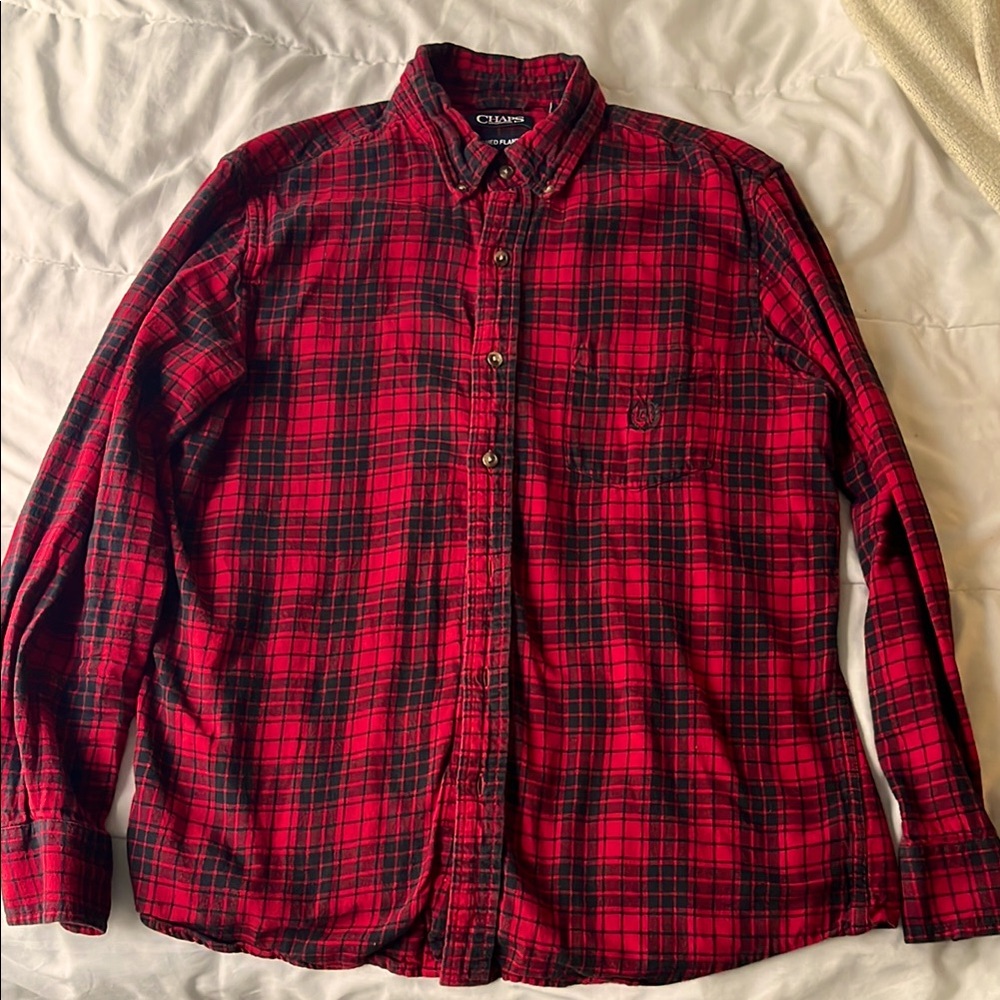 Chaps Red and Black Casual Button Down Shirt